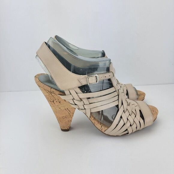 Guess by Marciano Womens Size 8 Light Natural Leather Slingback Pumps GWLAOS - Picture 1 of 8